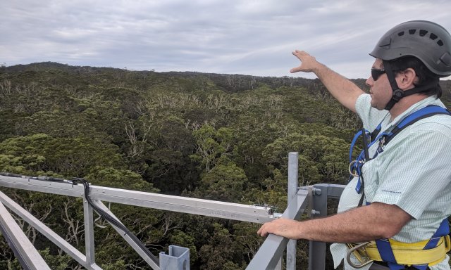 Domain Manager Mike Long on top of the PUUM tower