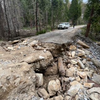 Washed out road on route to D17’s Big Creek aquatic site