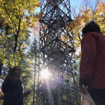 People visiting the flux tower at BART