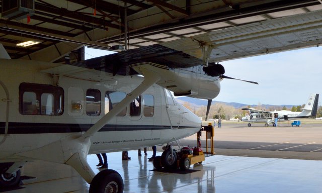 Two twin otter plans at the AOP hanger
