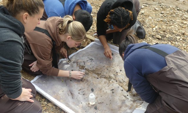 Students learn kick net sampling.