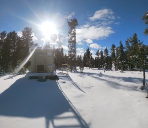 Yellowstone Tower and instrument hut in the field