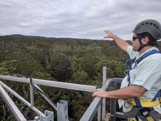 Domain Manager Mike Long on top of the PUUM tower