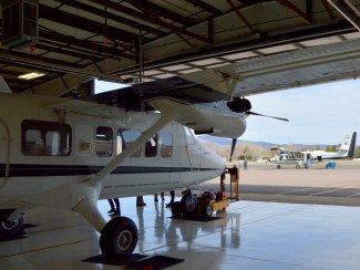 Two twin otter plans at the AOP hanger