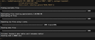 Image of R code carrying out NEON data download and stacking