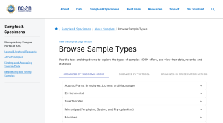 New Biorepository Browse Sample Types Page January 2026