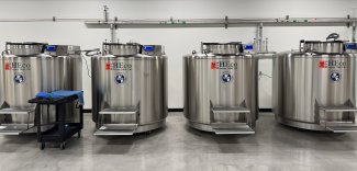 Large liquid nitrogen tanks at the NEON Biorepository