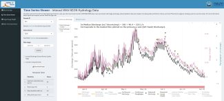 An example of hydrologic data displayed in the visualization tool, openFlow