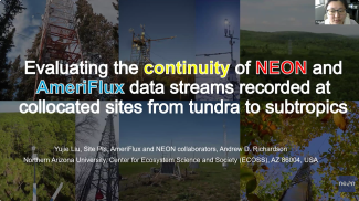 Screenshot of Yujie Liu's presentation during a NEON Science Seminar 