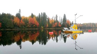 A buoy on the CRAM lake site in the fall