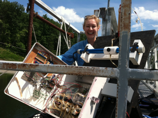 Dr. Cayelan Carey, Associate Professor of Biological Sciences at Virginia Tech, in the field